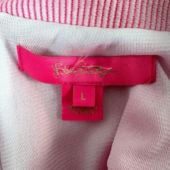 Lilly Pulitzer Tisbury Sleeveless Shift Dress Size L Pink Stripe V Neck Preppy - Picture 5 of 10
